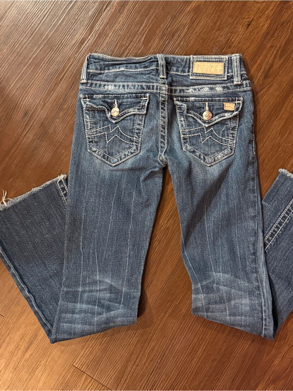 Miss Me Women's Dark Blue Boot Cut Jeans with Flap Pockets Irene